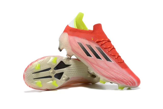 Adidas Rojo Amarillo Bajo Corte Upper Knit Suela Translucida Firm-Ground Zapatos de Fútbol 6