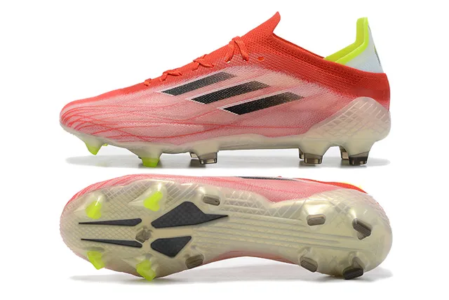 Adidas Rojo Amarillo Bajo Corte Upper Knit Suela Translucida Firm-Ground Zapatos de Fútbol 9