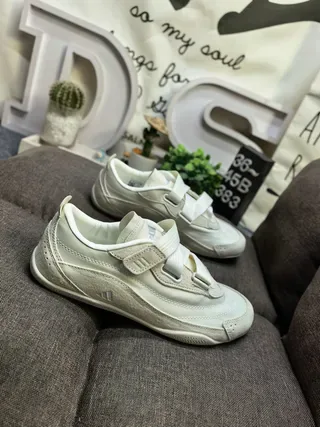Adidas Samba Beige Velcro Strap Closure Minimalist Off-White Monochrome Lifestyle Sneakers 9