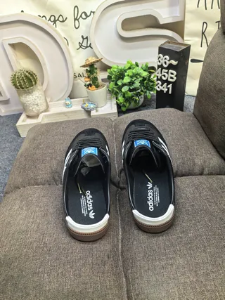 Adidas Samba Black White Open-Back Mule Lace-Up Vamp Loafer 8