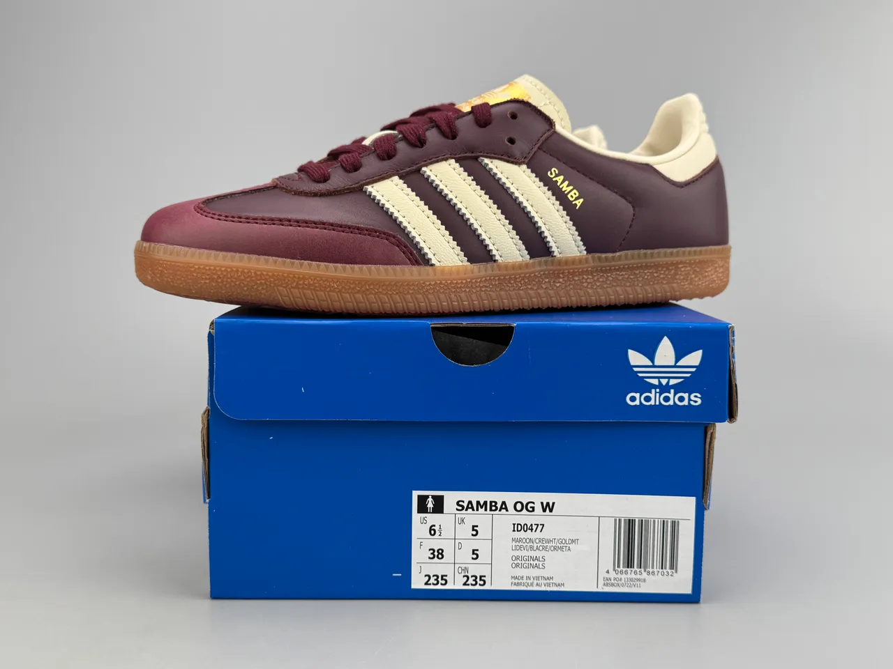 Adidas Samba Burgundy and Cream Lifestyle Sneakers 10