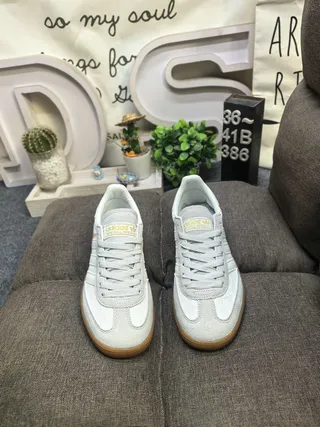 Adidas Samba Gray Gold Low-Top Suede-Leather Mix Lifestyle Sneakers 10
