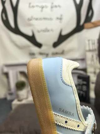 Adidas Samba Light Blue Laceless T-Strap Lifestyle Sneakers 3