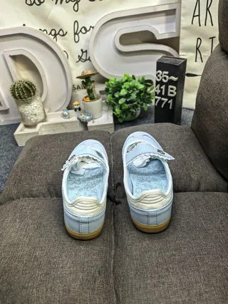 Adidas Samba Light Blue Laceless T-Strap Lifestyle Sneakers 8