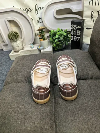 Adidas Samba Chaussures Mary Jane en marron métallique avec rayures off-white 8
