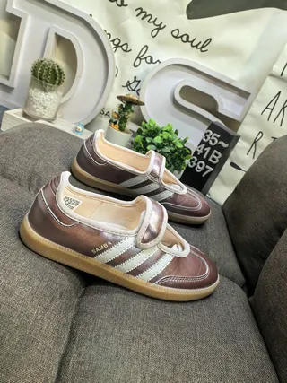 Adidas Samba Chaussures Mary Jane en marron métallique avec rayures off-white 9