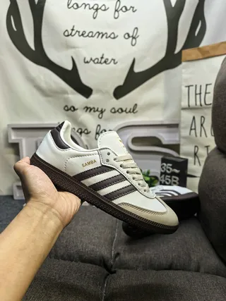 Adidas Samba Off-White and Brown Lifestyle Sneakers 5