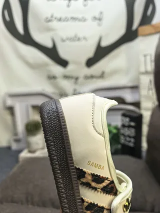 Adidas Samba Off-White Leopard-Print Lifestyle Sneakers 3