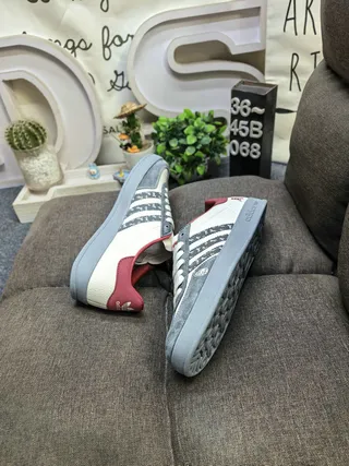 Adidas Samba OG Beige Gray Red Lifestyle Sneakers 6