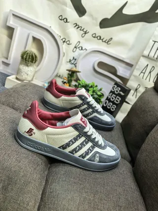 Adidas Samba OG Beige Gray Red Lifestyle Sneakers 9