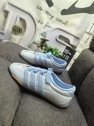 Adidas Samba OG Light Gray and Sky Blue Lifestyle Sneakers 7