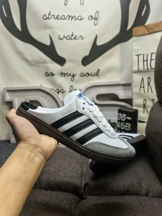 Adidas Samba Slip-On White Black Gray Loafers 5
