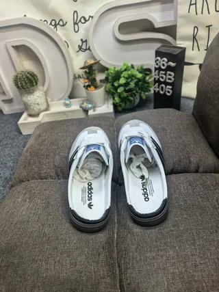 Adidas Samba Slip-On White Black Gray Loafers 8
