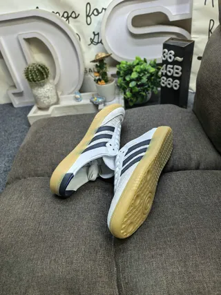 Adidas Samba White and Navy Mesh Lifestyle Sneakers 6