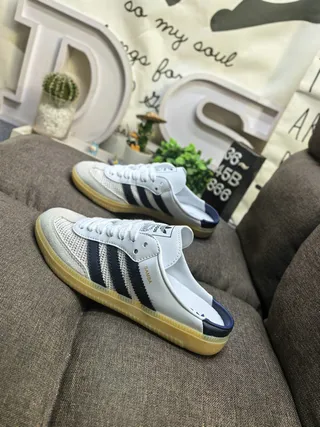 Adidas Samba White and Navy Mesh Lifestyle Sneakers 7