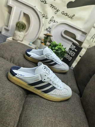 Adidas Samba White and Navy Mesh Lifestyle Sneakers 9