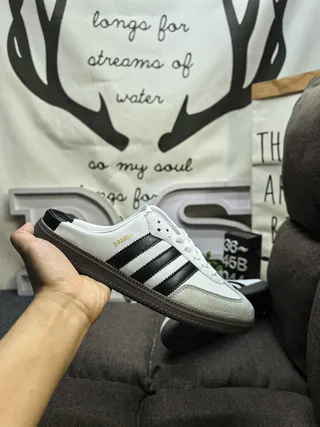 Adidas Samba White Black Lace-Up Slip-On Casual Shoes 5