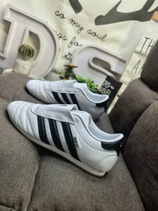 Adidas Samba White Black Sans lacets Slip-On matelassé Vamp Chaussures de soccer indoor 7