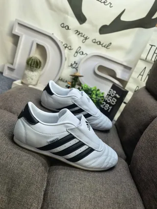 Adidas Samba White Black Sans lacets Slip-On matelassé Vamp Chaussures de soccer indoor 9
