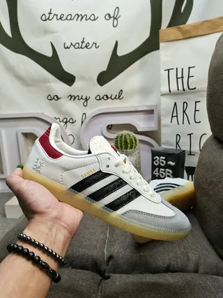 Adidas Samba White Black Red Gray Lifestyle Sneakers 5
