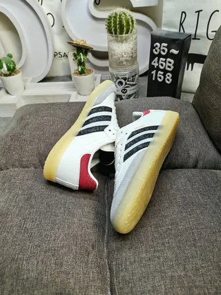 Adidas Samba White Black Red Gray Lifestyle Sneakers 6