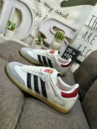 Adidas Samba White Black Red Gray Lifestyle Sneakers 7