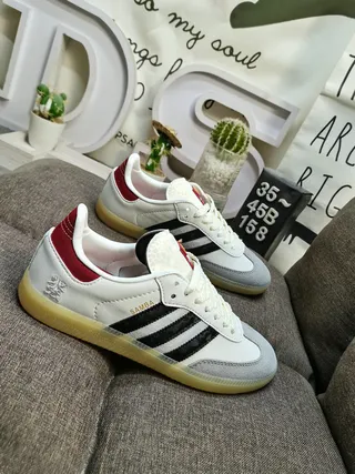 Adidas Samba White Black Red Gray Lifestyle Sneakers 9