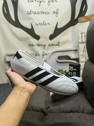 Adidas Silver White Quilted Toe Box Three-Stripe Side Panel Mary Jane Shoes 5