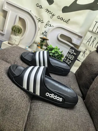 Adidas Slide Black and White Slippers 7