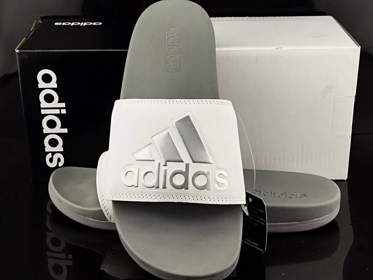 Adidas Slide White and Gray Slipper 3