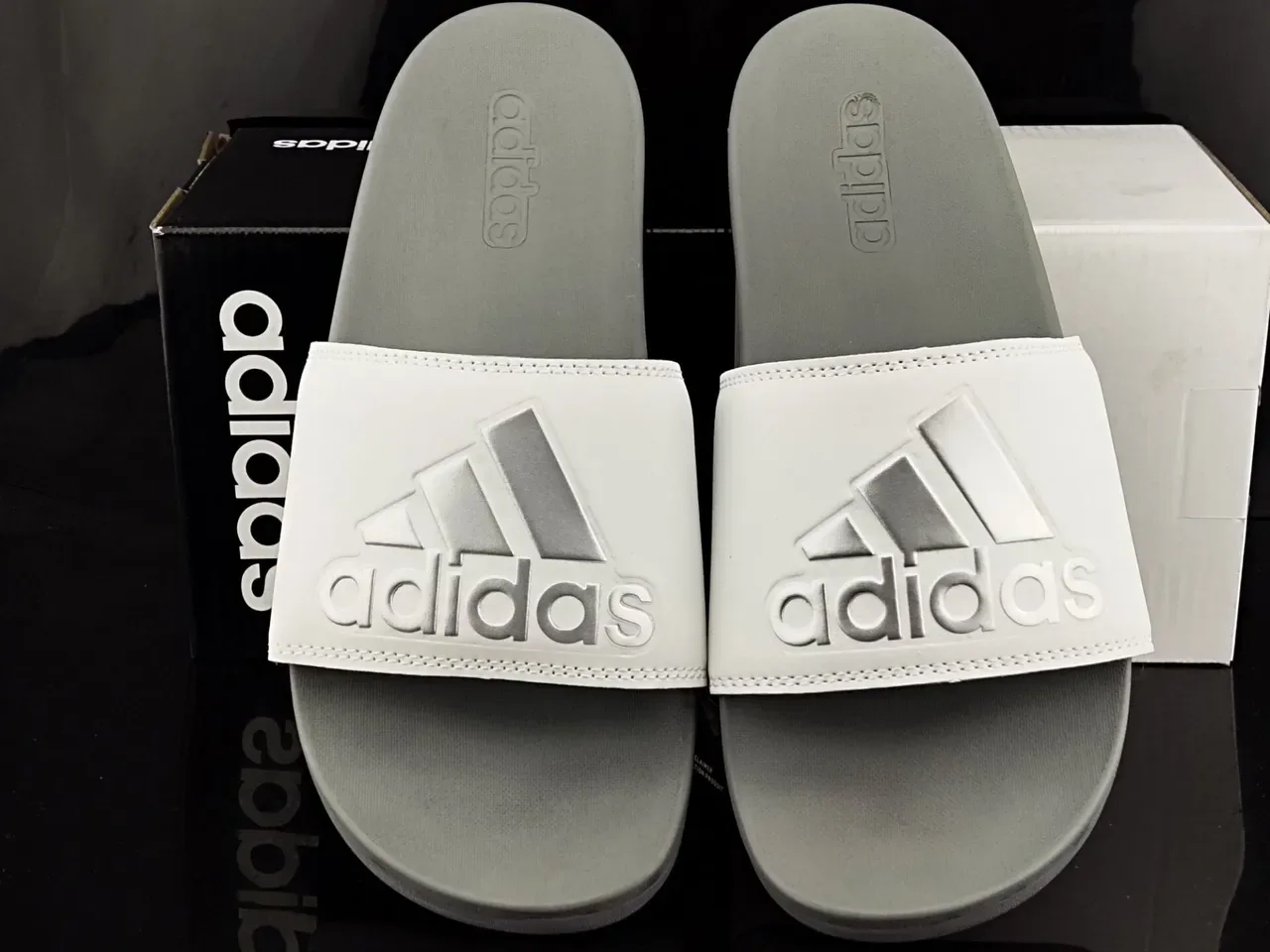 Adidas Slide White and Gray Slipper 5