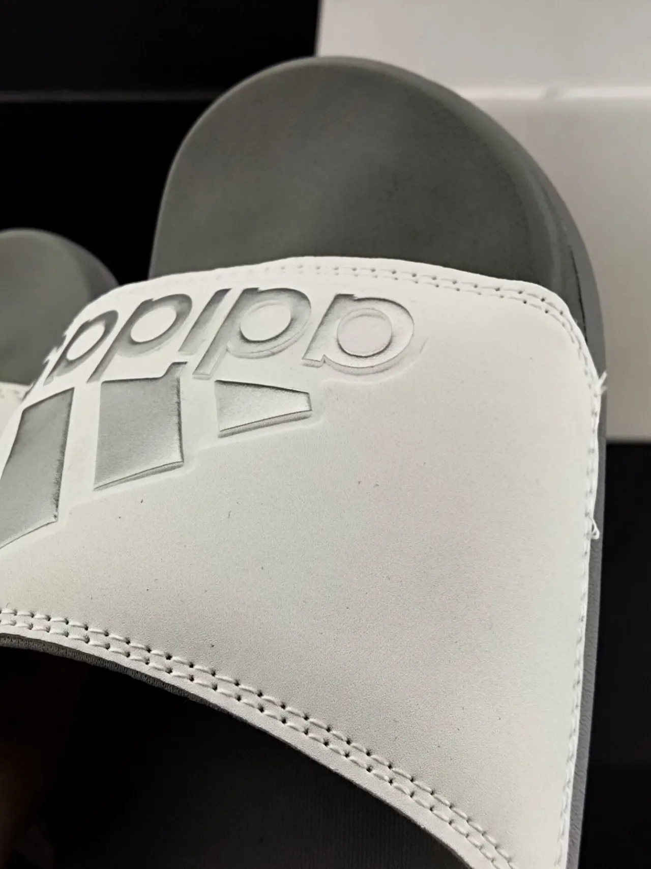 Adidas Slide White and Gray Slipper 6
