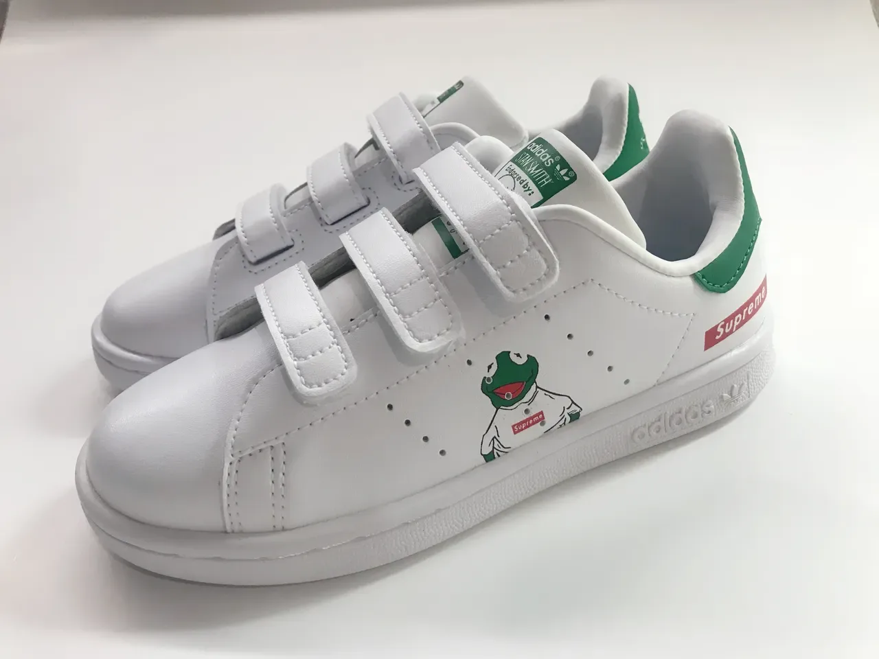 Adidas Stan Smith White Green Low-Top Laceless Velcro Strap Lifestyle Sneakers 8