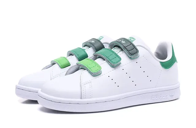 Adidas Stan Smith White Green Low-Top Laceless Velcro Strap Lifestyle Sneakers 11