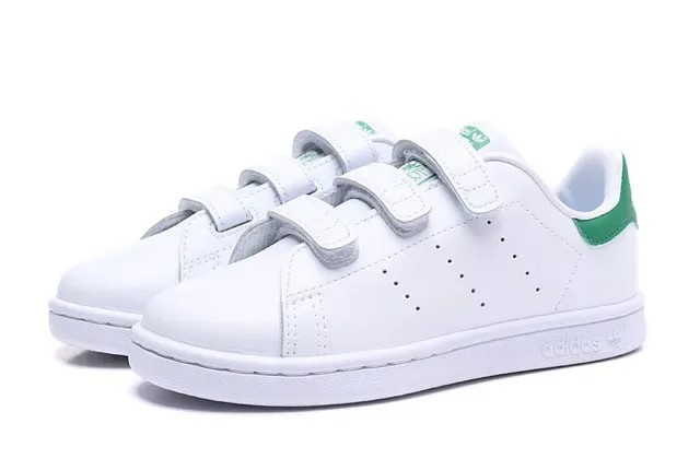 Adidas Stan Smith White Green Low-Top Laceless Velcro Strap Lifestyle Sneakers 14