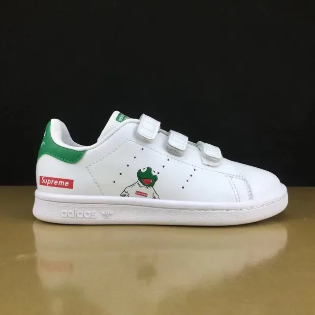 Adidas Stan Smith White Green Low-Top Laceless Velcro Strap Lifestyle Sneakers 19