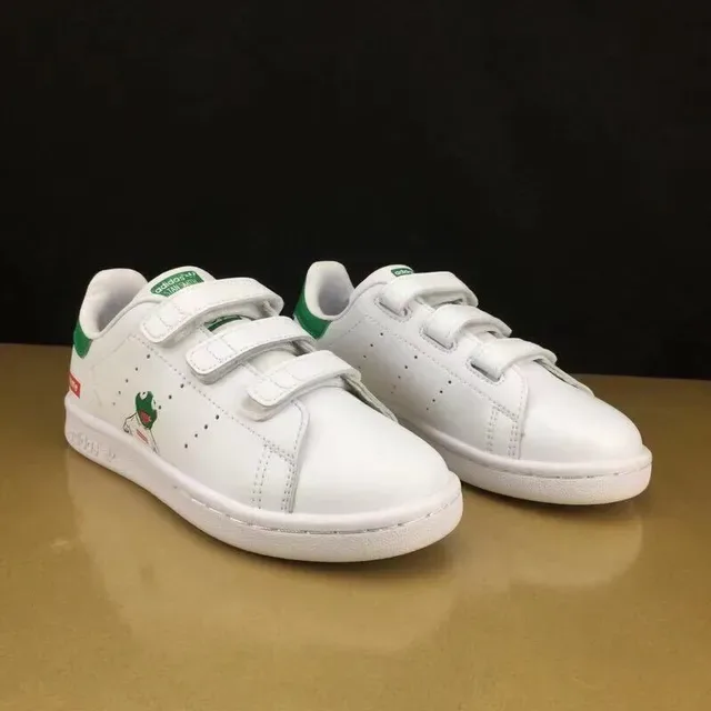 Adidas Stan Smith White Green Low-Top Laceless Velcro Strap Lifestyle Sneakers 20