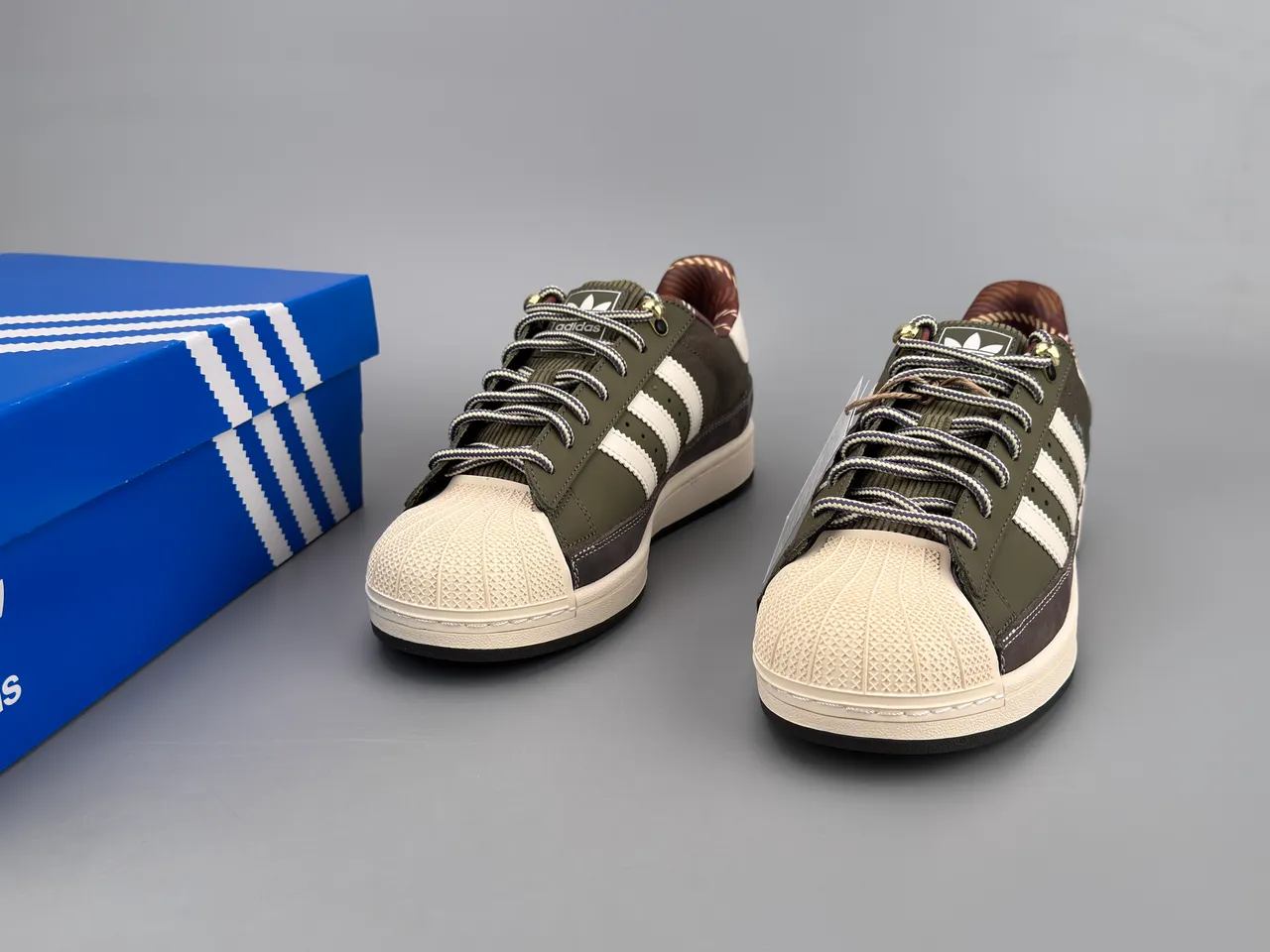 Adidas Superstar Army Green White Brown Lifestyle Sneakers 3