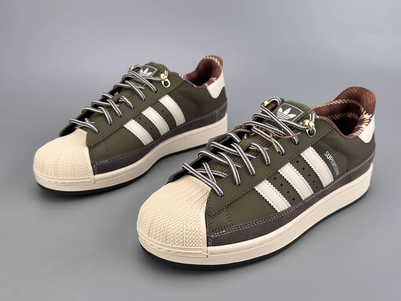 Adidas Superstar Army Green White Brown Lifestyle Sneakers 7