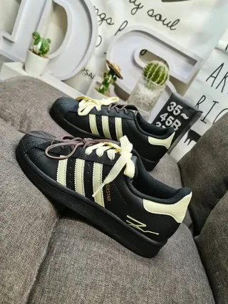 Adidas Superstar Black and Cream Lifestyle Sneakers 7
