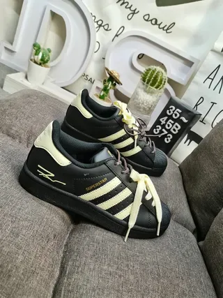 Adidas Superstar Black and Cream Lifestyle Sneakers 9
