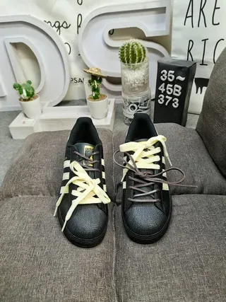 Adidas Superstar Black and Cream Lifestyle Sneakers 10