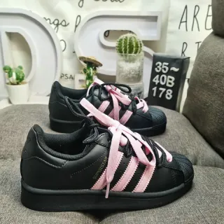 Adidas Superstar Black and Pink Lifestyle Sneakers