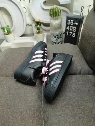 Adidas Superstar Black and Pink Lifestyle Sneakers 6