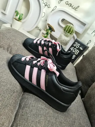 Adidas Superstar Black and Pink Lifestyle Sneakers 7