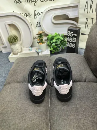 Adidas Superstar Black and Pink Stripe Lifestyle Sneakers 8