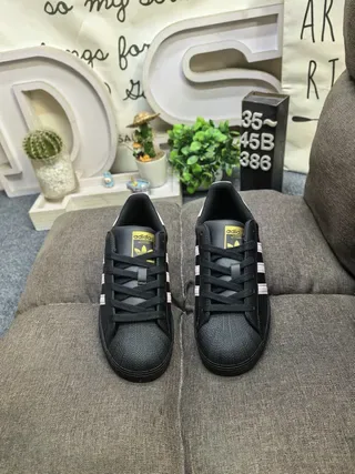 Adidas Superstar Black and Pink Stripe Lifestyle Sneakers 10
