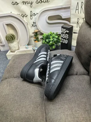 Adidas Superstar Black and Silver Metallic Lifestyle Sneakers 6