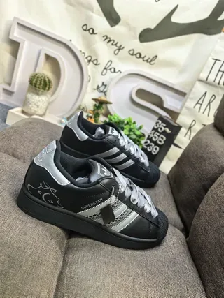 Adidas Superstar Black and Silver Metallic Lifestyle Sneakers 9