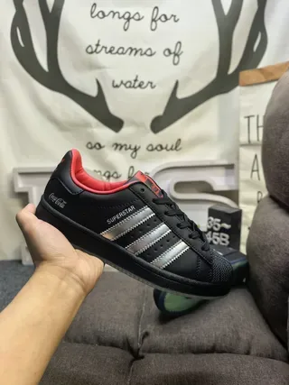 Adidas Superstar Black Red Shell-Toe Metallic Stripes Lifestyle Sneakers 5